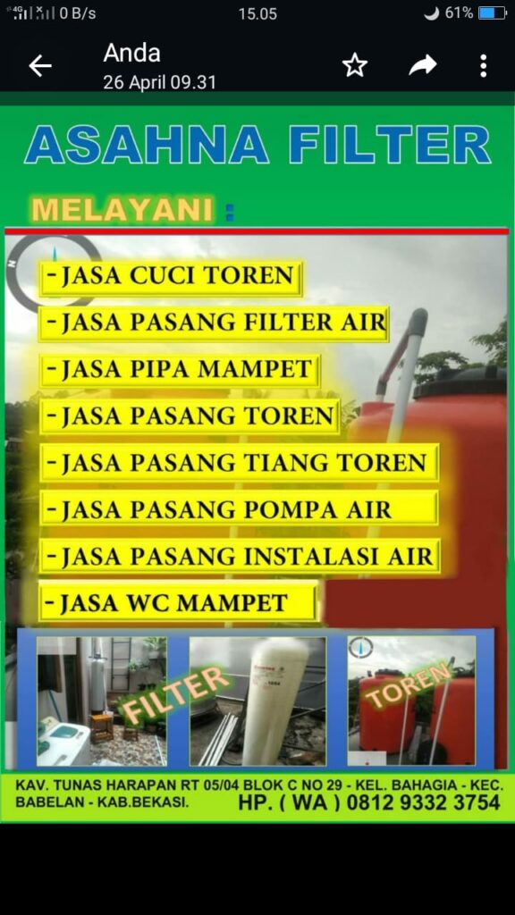 Jasa Cuci Toren Air Bekasi